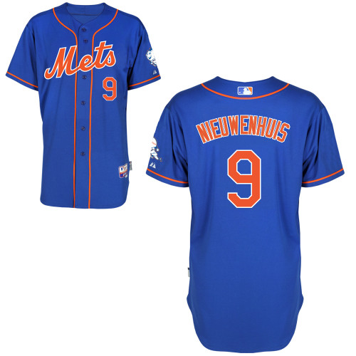 Kirk Nieuwenhuis #9 MLB Jersey-New York Mets Men's Authentic Alternate Blue Home Cool Base Baseball Jersey